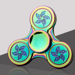 Fidget Spinner kovový so vzorom - antistresová hračka - dúhový