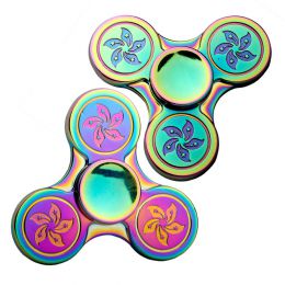 Fidget Spinner kovový so vzorom - antistresová hračka - dúhový