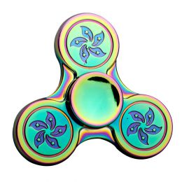 Fidget Spinner kovový so vzorom - antistresová hračka - dúhový